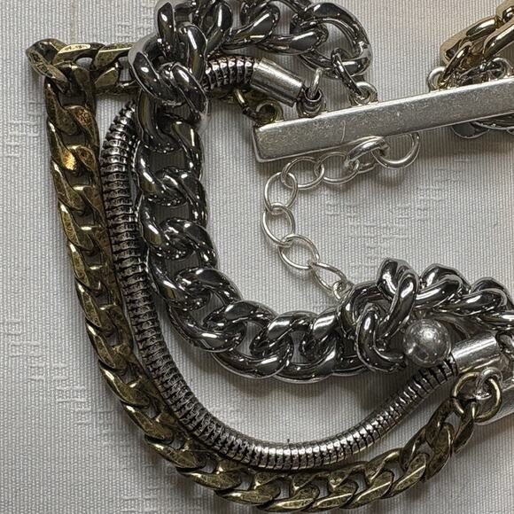 Jenny Bird Five Chain Silver Gold Bracelet Iconic Boho Chunky Lagenlook Vibes - Picture 6 of 14